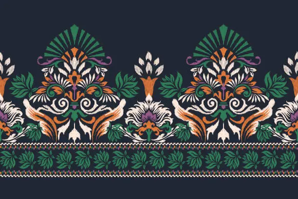 Vector illustration of Damask Ikat floral pattern vector