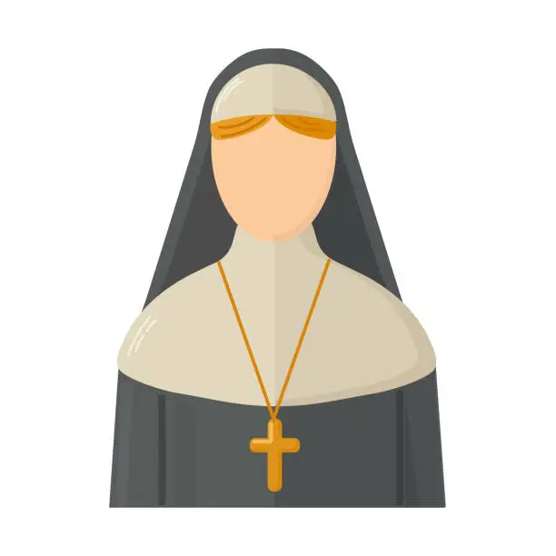 Vector illustration of Nun icon clipart avatar logotype isolated vector illustration