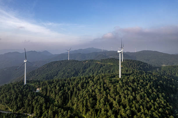 istock The clear sky and wind turbines on the mountains 2052276201