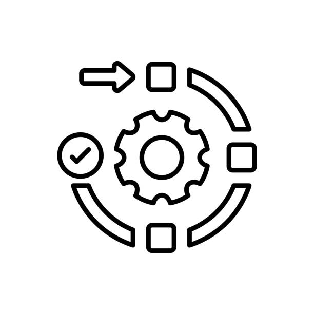 illustrazioni stock, clip art, cartoni animati e icone di tendenza di workflow icon in vector. logotype - ordine