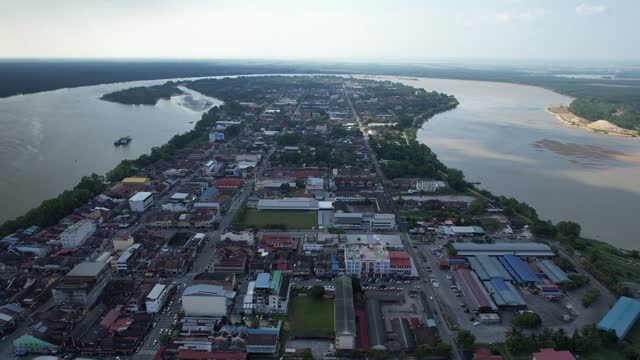 Aerial View of the Leaning Tower of Teluk Intan