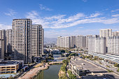 Aerial view of urban residential buildings