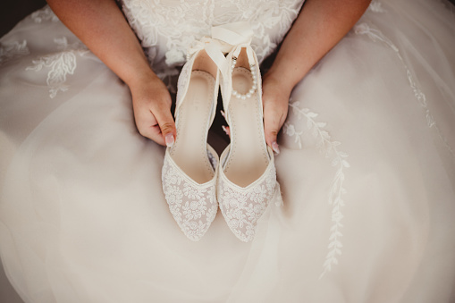 Bride getting ready for her wedding ceremony