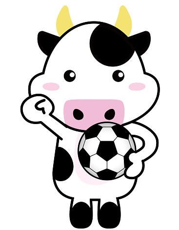 Sports, cow with soccer ball / illustration material (vector illustration)