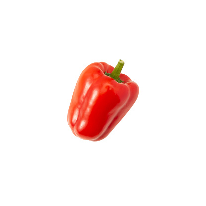 Red bell pepper isolated on white background with clipping path.