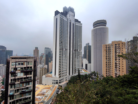 Hong Kong island skyline view from Bowen road.