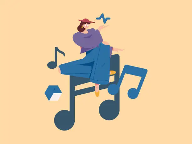 Vector illustration of Music characters scene flat vector concept operation illustration