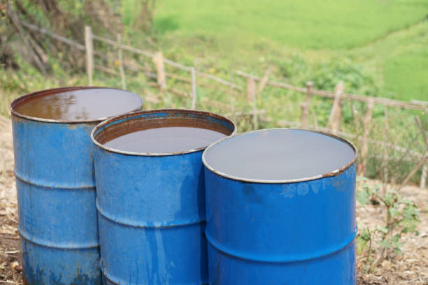 istock Blue buckets contain water in garden. 2052483353