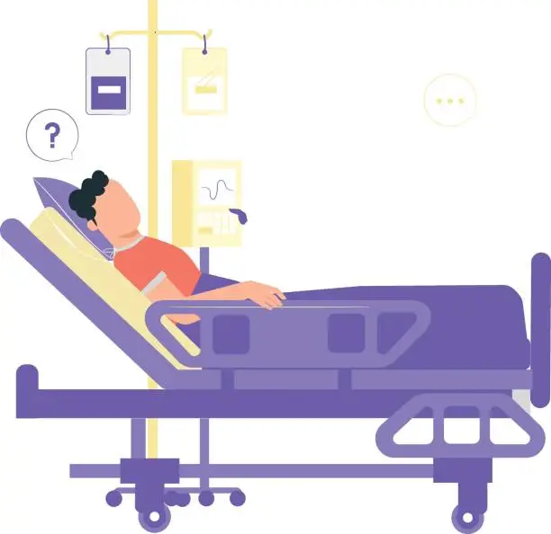 Vector illustration of The patient is in a hospital bed.
