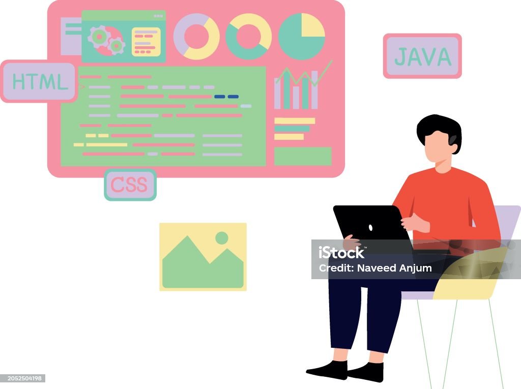 Boy Working On Chart Graph Coding Stock Illustration Download Image Boy working on chart graph coding stock illustration download image