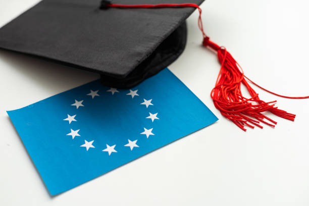 istock Graduation cap with red tassel isolated on white background 2052531411