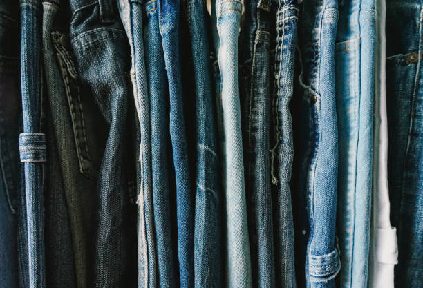 istock rack of second hand jeans in secound hand shop 2052531926