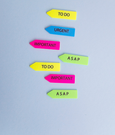 ASAP ,To do , Urgent and Important sticky notes arrows