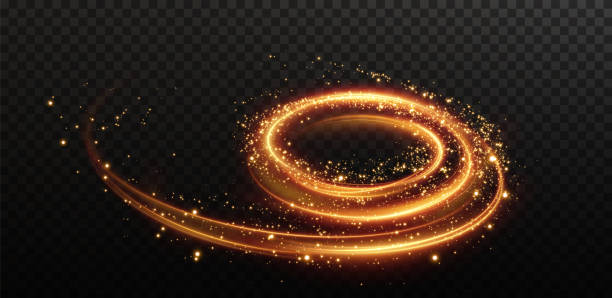 istock Festive decoration in the form of luminous flying wind surrounded by light dust and golden lines. Christmas background. Powder dust light. Magic shining gold dust. 2052558411