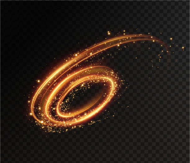 istock Festive decoration in the form of luminous flying wind surrounded by light dust and golden lines. Christmas background. Powder dust light. Magic shining gold dust. 2052558417