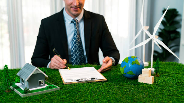 istock Businessman or CEO in office signing environmental regulation. Quaint 2052578564