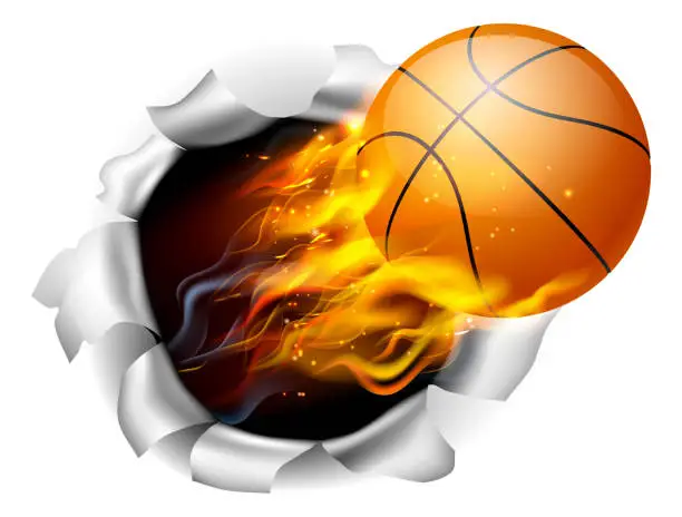 Vector illustration of Basketball Ball Flame Fire Breaking Background