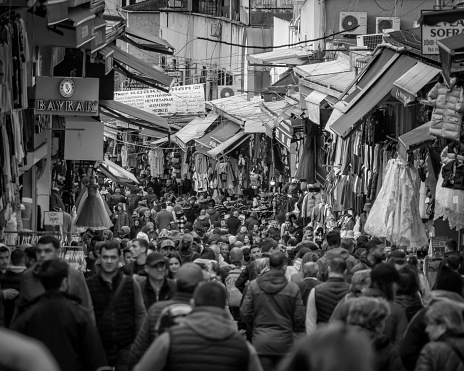 Crowded street full of people in Istanbul Market outdoor market