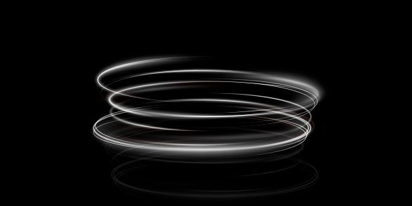 Light white Twirl. Curve light effect of white line. Luminous white circle. Light white pedistal, podium, platform, table.  Vector illustration