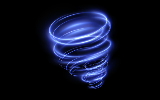 Light blue Twirl . Curve light effect of neon line. Luminous blue spiral . Element for your design, advertising, postcards, invitations, screensavers, websites, games.