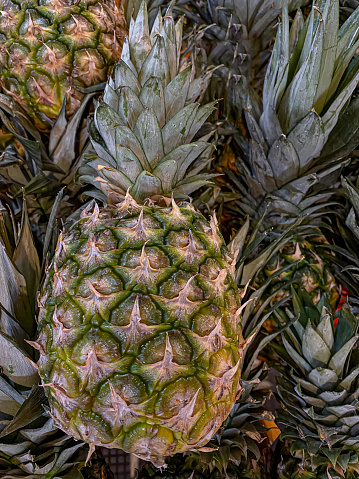 Pineapple on the market. Beautiful background