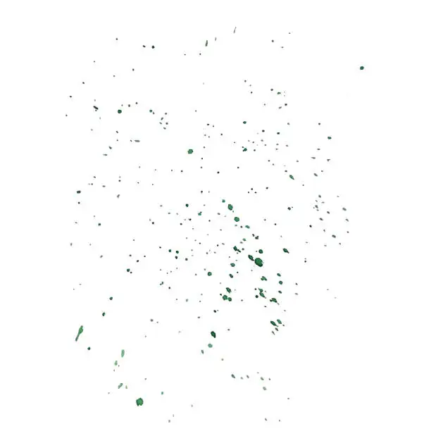 Vector illustration of Green drop blots with splashes on a white background