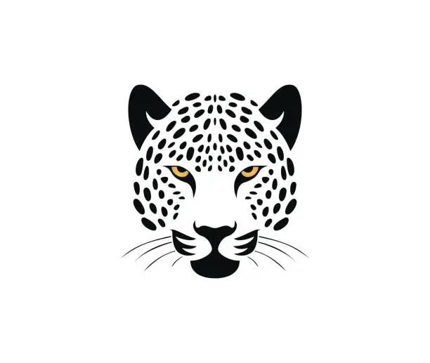 Vector illustration of Leopard head Vector Wild cat emblem design stock illustration