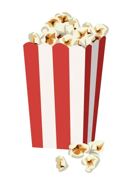 Vector illustration of Popcorn Box And White Background.