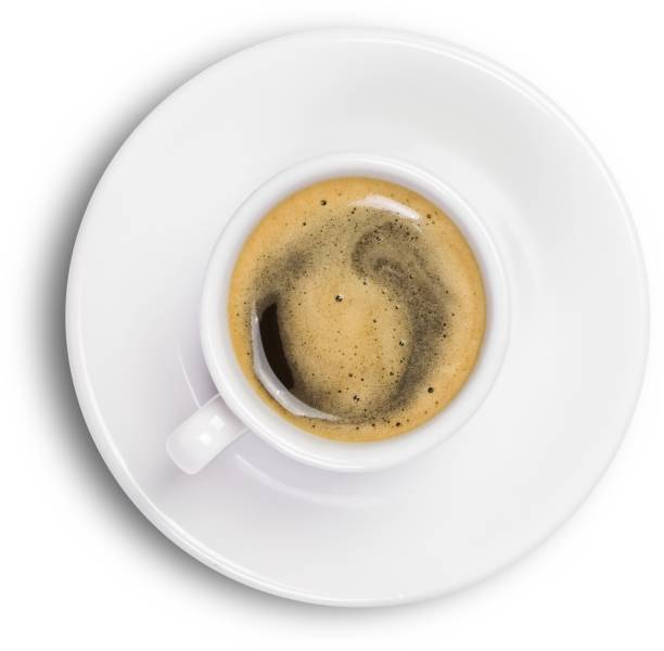 istock Hot coffee drink close up view on small plate fit for your drink concept. 2052736236