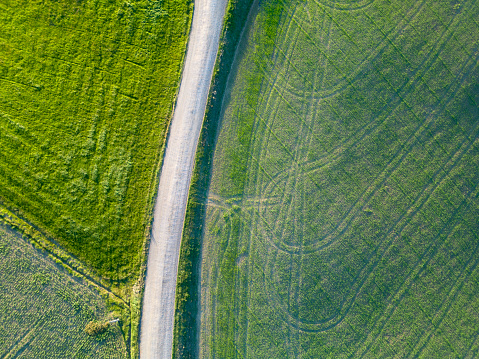 Aerial view of country road in Tuscany, Italy