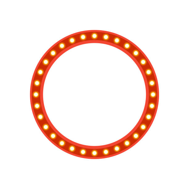 istock Red retro billboard with shinning bulbs white isolated background for casino, theatre, circus, cinemas, bars or restaurants. 2052790754