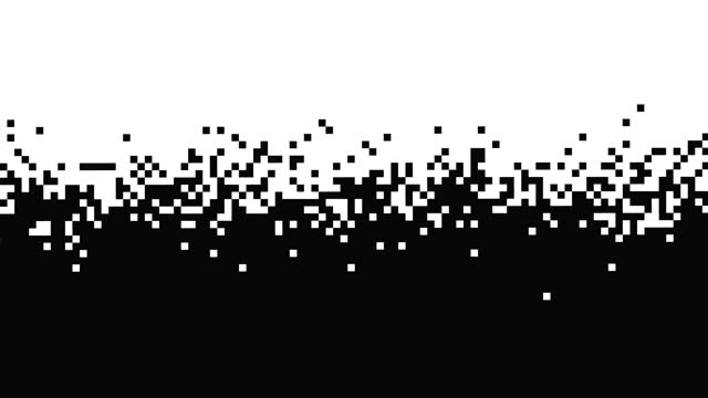 Grunge pixelated dissolve gradient background. Simple black and white pattern. 4k looped video.