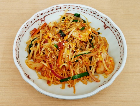 stir fried green morning glory with garlic and mushroom