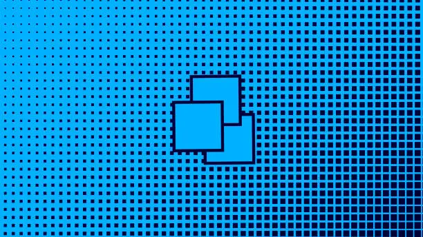 Vector illustration of Halftones. Gradient of blue squares. Monochrome background. Design element. Vector illustration.