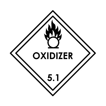 Oxidizer color element. Hazardous material vector icon. Digital illustration for web page, mobile app, promo.