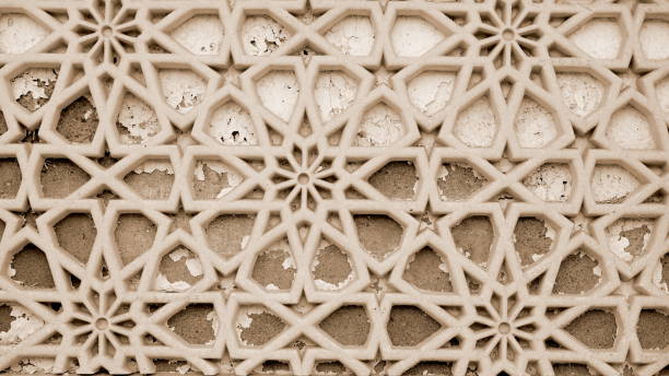 istock Relief Pattern Old Weathered Cracked Whitewashed Wall. Architecture Decorative Detail Close Up. Vintage Style 2052841382