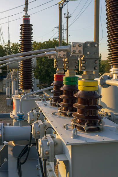 istock Equipment for high-voltage substations. Transformer, bushings and insulators. 2052858321