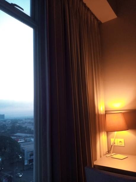 istock Portrait of hotel room interior and window 2052865723
