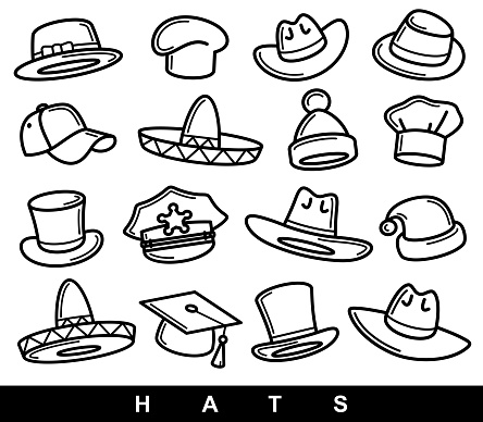 Hats collection set. Collection icon hat. Vector illustration