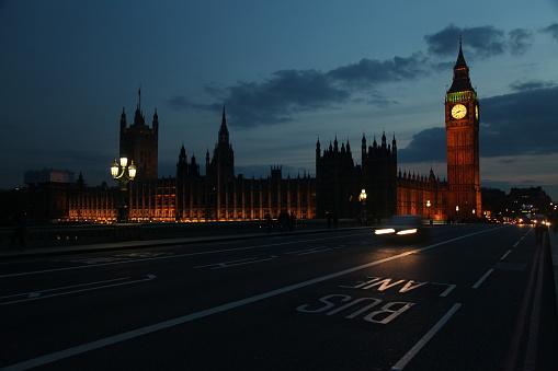 UK London Big Ben Westminster bridge night view