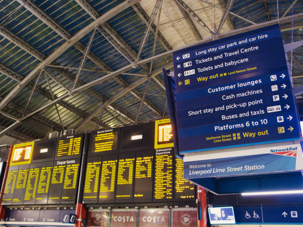 Wide angle aerial view over Manchester Piccadilly train station.