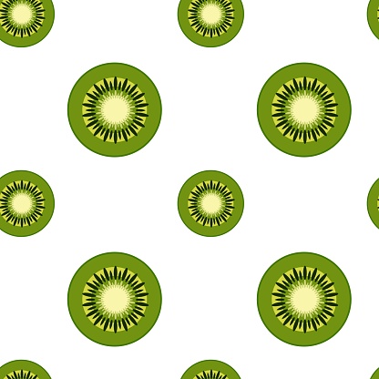 Geometrical vector seamless pattern. Fruit pattern with kiwi. Green seamless pattern.