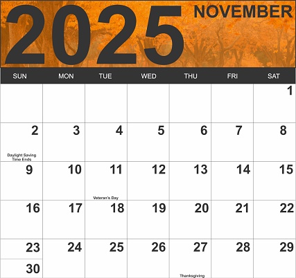 Full Calendar for November 2025