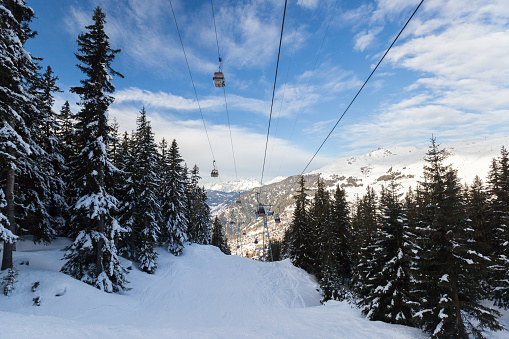 The blue ski run of Les Etiertses in Verbier Switzerland