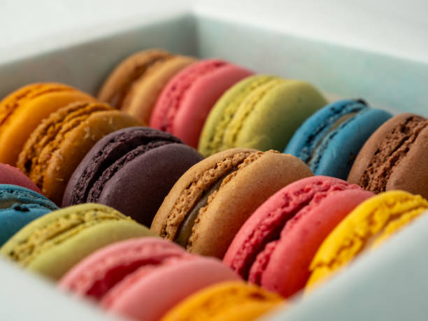 istock Packaging of Colorful French Macaroons. 2053018485