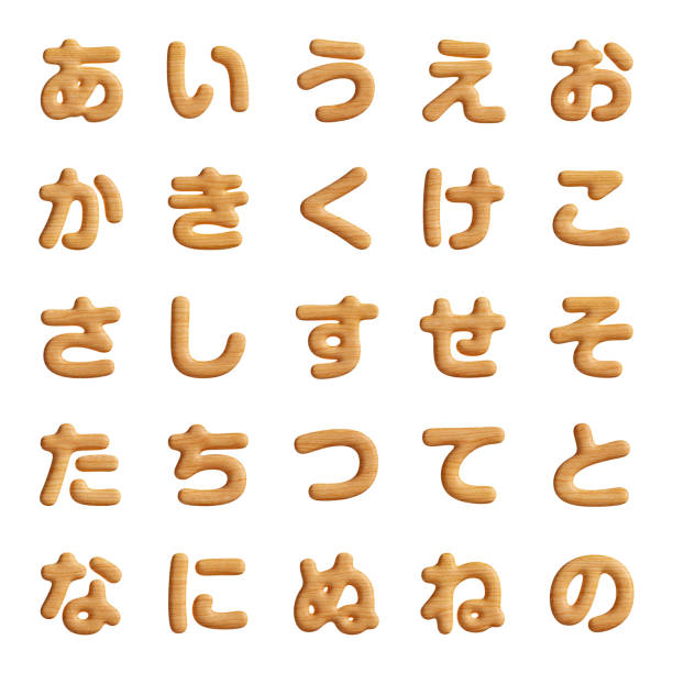 istock Hiragana characters with wood grain pattern 2053041671