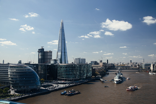 UK London city skyline cityscape aerial view