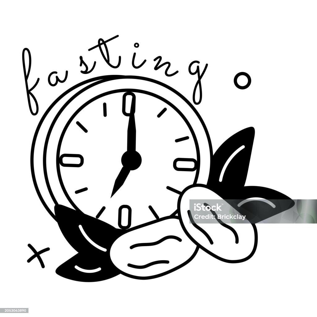 Easy Drawing Example Fasting Fasting Time Stock Illustration - Download Image Now - Alarm, Clock ...