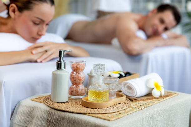istock Aromatherapy massage ambiance or spa salon composition setup. Quiescent 2053067020