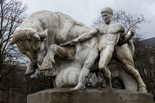 Geiserbrunnen Fountain On Burkliplatz Square In Zurich, Switzerland